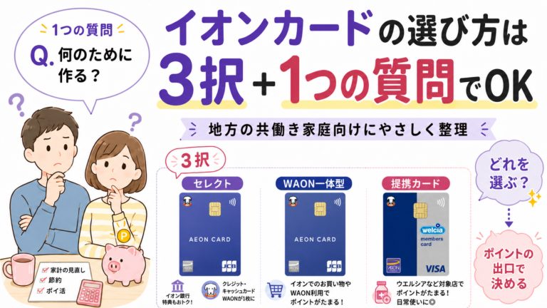 イオンカードはどれがいい?「3択」と「1つの質問」で選べる【2026年9月】