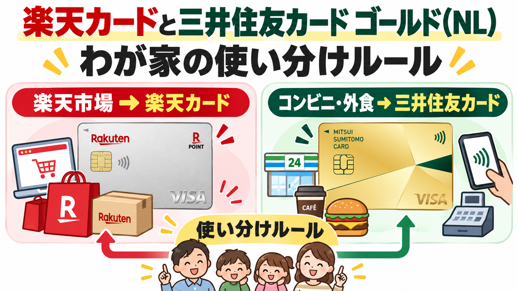 楽天カードと三井住友カード ゴールド(NL)、わが家の使い分けルールのアイキャッチ画像