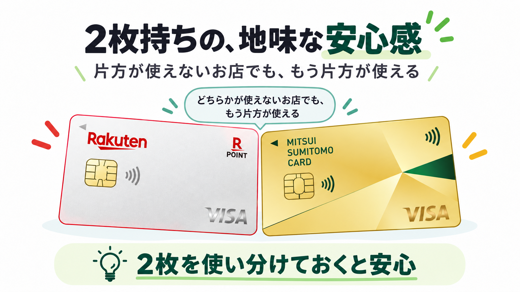 楽天カード(Visa)と三井住友カード ゴールド(NL)(Mastercard)、国際ブランドが違う2枚持ちの安心感